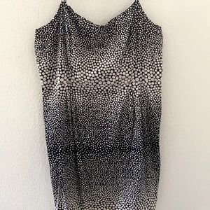 Loft: Navy and cream polka dot dress